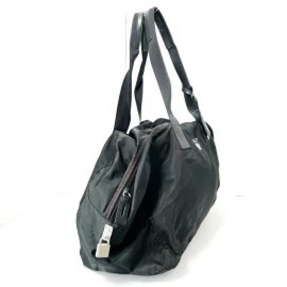 Prada Black Tessuto Duffle Bag leather handles padlock